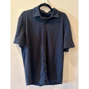 Bylt Bayside Oxford Short Sleeve Button Down Pique XL Black Premium Basic $75